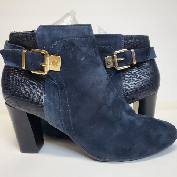 Alfani Step N Flex Blue Suede Leather High Heel Ankle Boots 7.5 - Picture 4 of 7